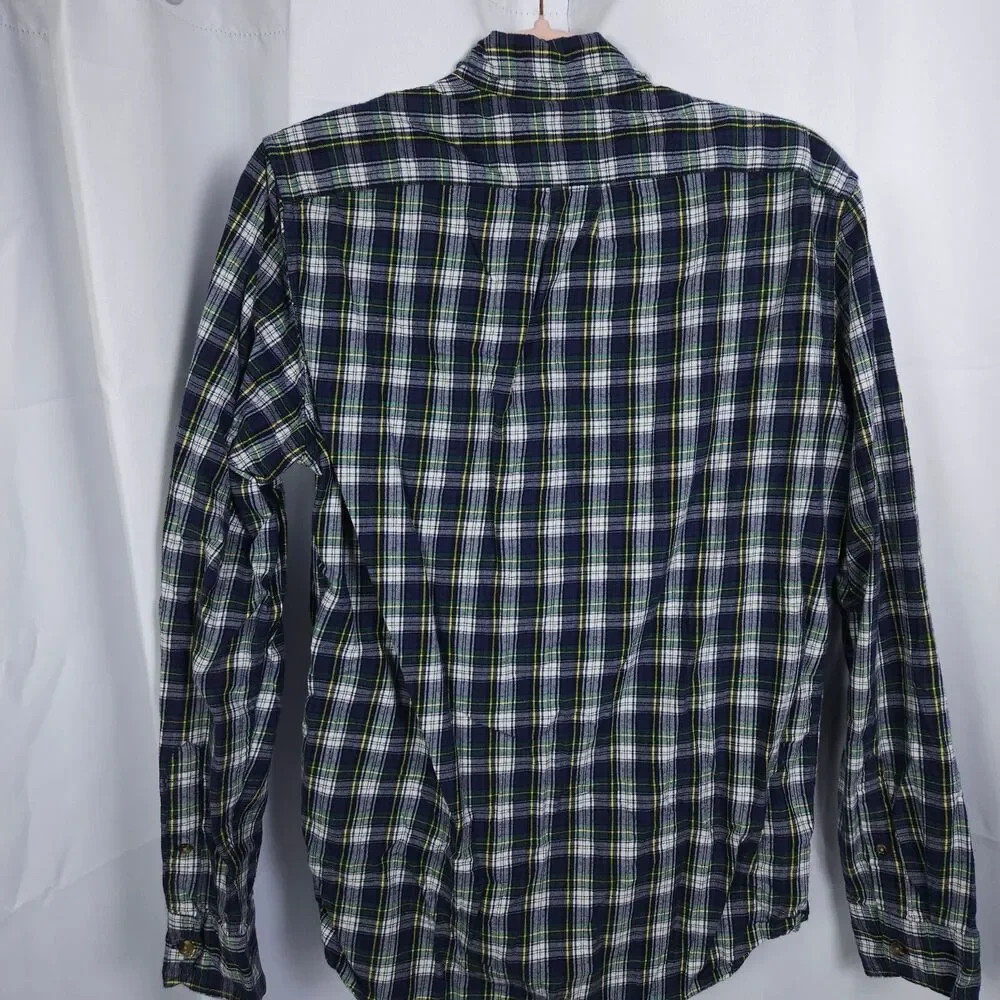 J Crew Blue Green Plaid Brushed Twill Shirt Mens Medium Slim Fit‎